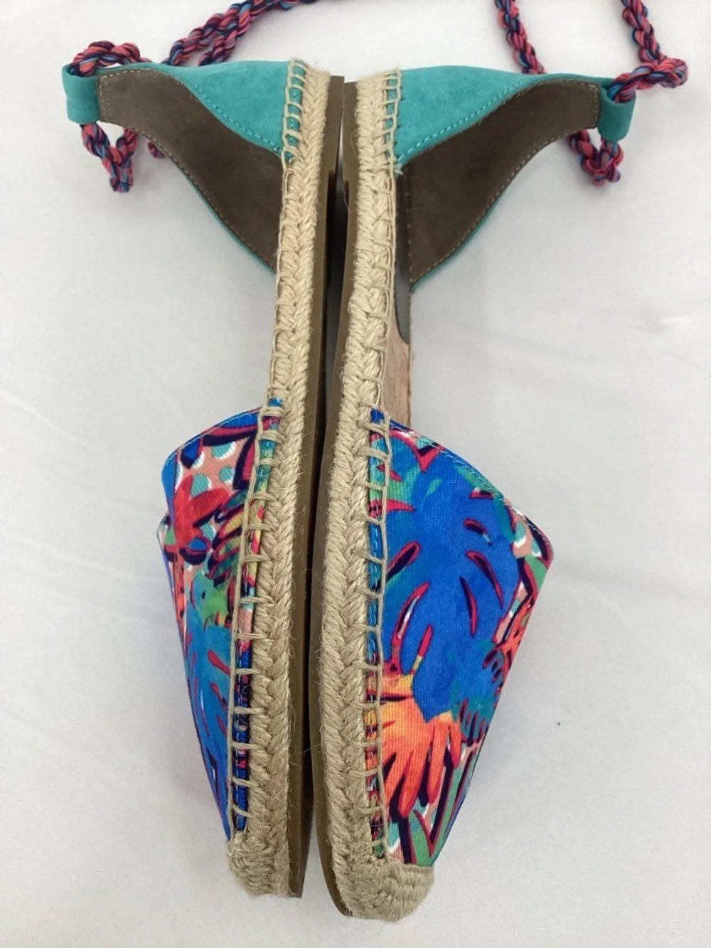 Sam Edelman Leonora Canvas  Braided Espadrille Flats TROPICAL Print